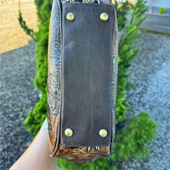 Patricia Nash Vintage Tooled Leather Doctor Bag Burnished Floral Frame Satchel - Picture 10 of 13